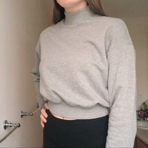 gray turtleneck crop top